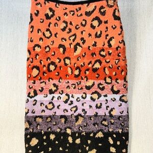 Anthropologie Orange ombré Leopard Pencil Midi Skirt